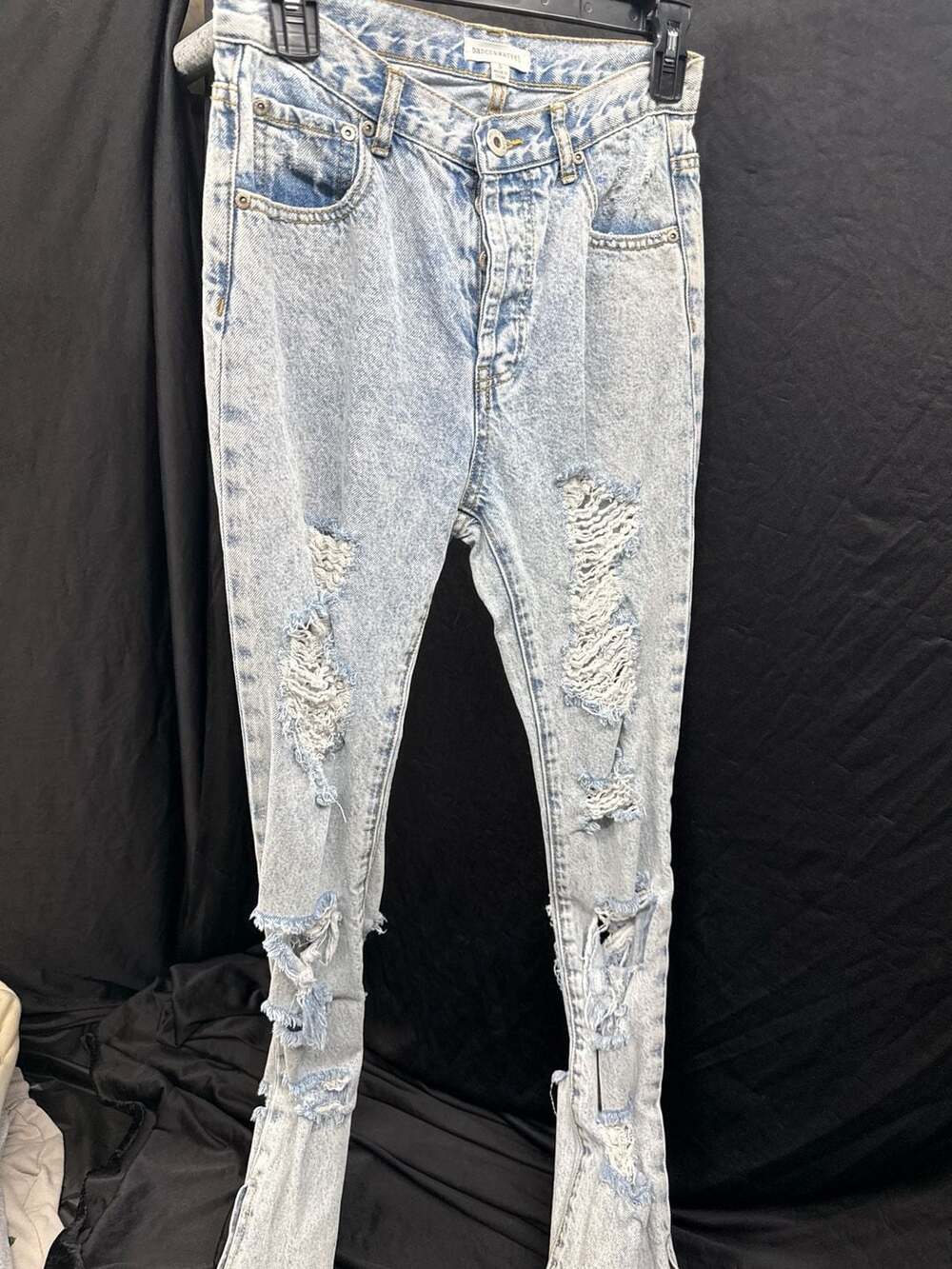 Dance & Marvel Heavy Distressed Acid Wash Mom Jeans